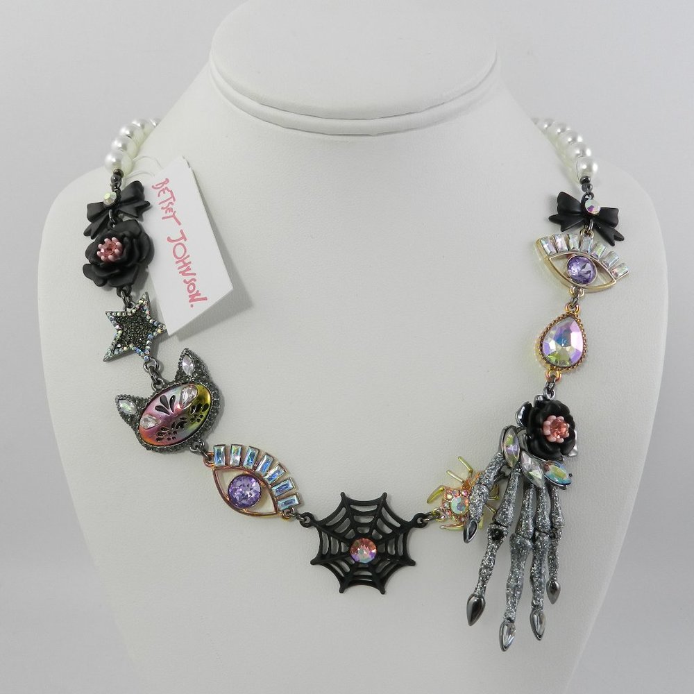 Betsey Johnson Spooky Charm Frontal Necklace